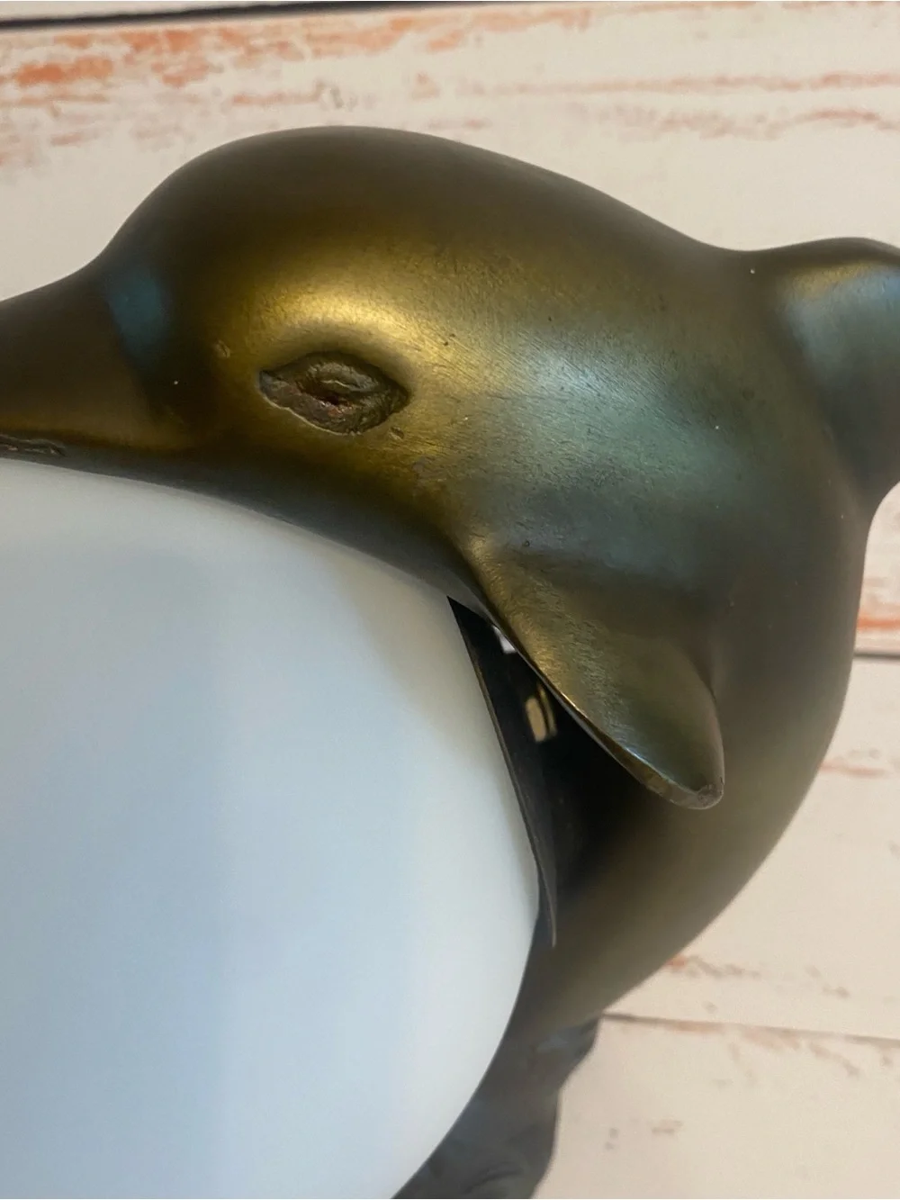 Dolphin TV Lamp in Bronze with White Globe